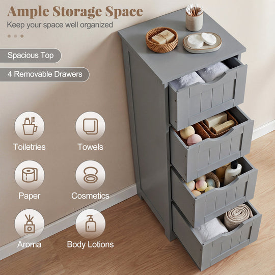 4-Drawer Freestanding Floor Cabinet with Anti-Toppling Device