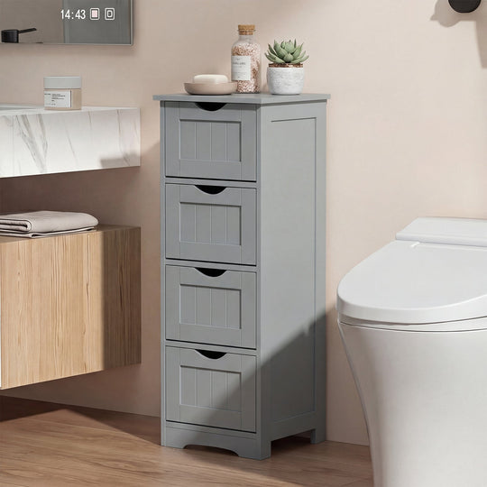 4-Drawer Freestanding Floor Cabinet with Anti-Toppling Device