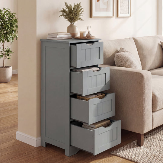 4-Drawer Freestanding Floor Cabinet with Anti-Toppling Device