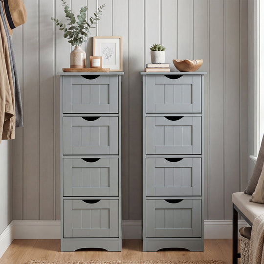 4-Drawer Freestanding Floor Cabinet with Anti-Toppling Device