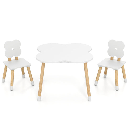 Flower-shaped Kids Table Set with Solid Pine Wood Legs