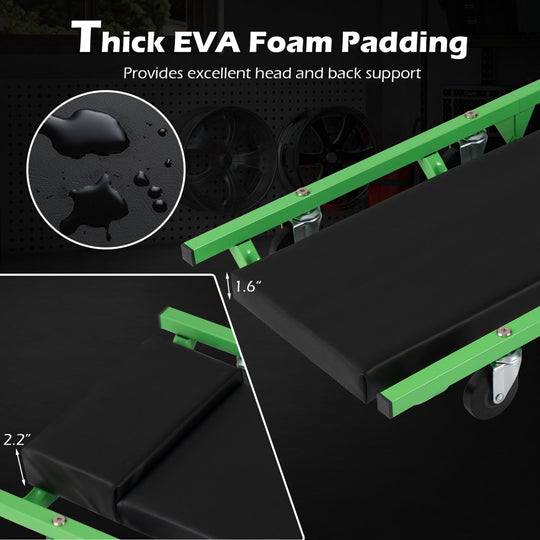 Foldable Automotive Creeper with 360° Swivel Wheels 330 lbs