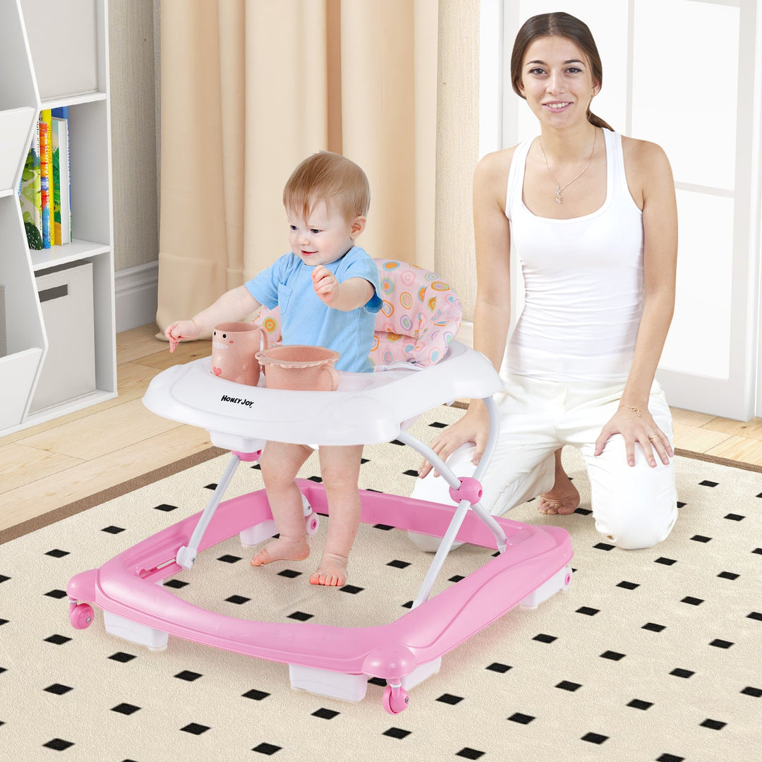 Foldable Baby Walker with 3 Adjustable Heights and Padded Seat