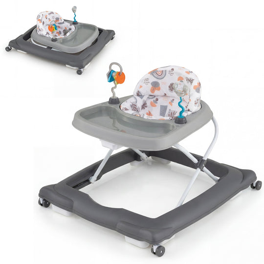 Foldable Baby Walker with Removable Seat and Adjustable Height for 6-12 Months
