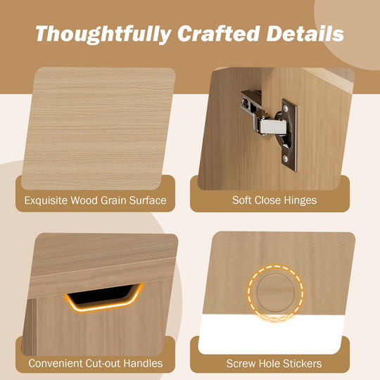 Foldable Coffee Table with Storage Cabinet Extendable Center Table
