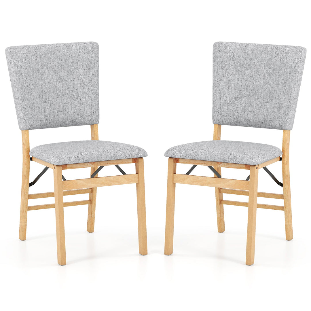 Foldable Dining Chair Set of 2 Armless Kitchen Chair with Padded Seat and Tilt Backrest