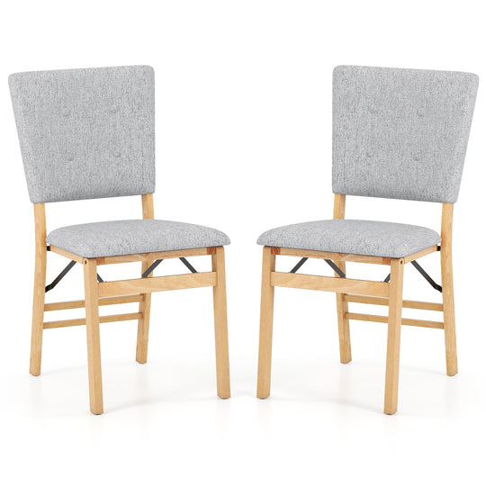 Foldable Dining Chair Set of 2 Armless Kitchen Chair with Padded Seat and Tilt Backrest
