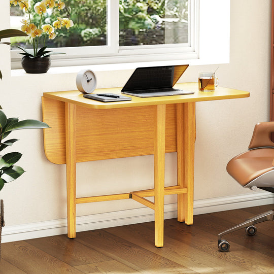 Foldable Dining Table for 2-4 People with Rubber Wood Legs for Small Space