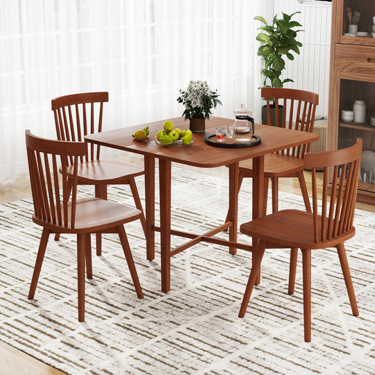 Foldable Dining Table for 2-4 People with Rubber Wood Legs for Small Space