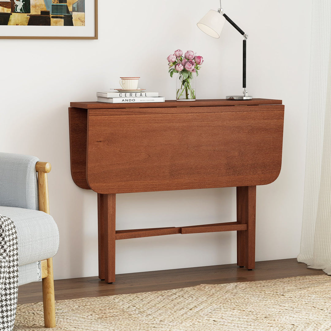 Foldable Dining Table for 2-4 People with Rubber Wood Legs for Small Space