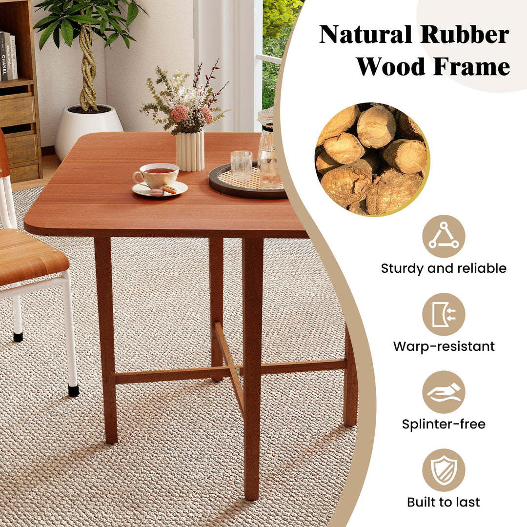 Foldable Dining Table for 2-4 People with Rubber Wood Legs for Small Space