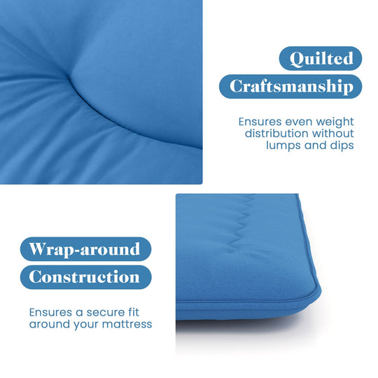 Foldable Futon Mattress with Washable Cover and Carry Bag for Camping Blue