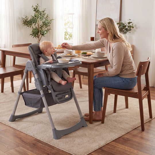 Foldable High Chair with 7-Level Height Adjustment - Gray