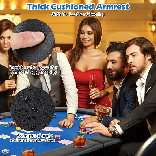 Portable 84 x 42 Inch 10-Player Foldable Padded Poker Table Top-Blue