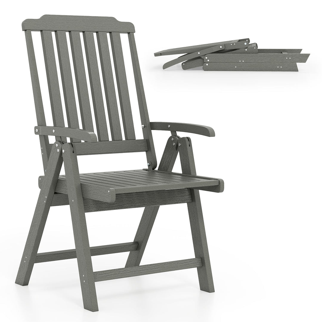 Foldable Patio Chair All-Weather HDPE Outdoor Dining Chair with Armrest