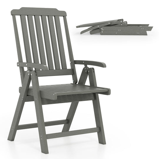 Foldable Patio Chair All-Weather HDPE Outdoor Dining Chair with Armrest