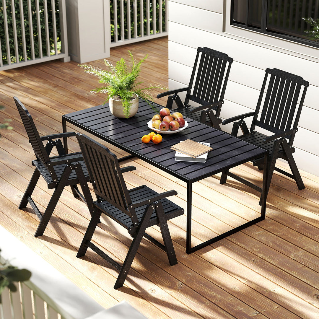 Foldable Patio Chair All-Weather HDPE Outdoor Dining Chair with Armrest