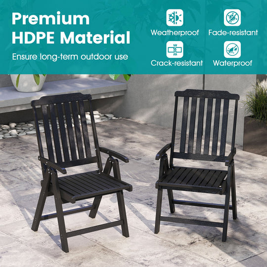 Foldable Patio Chair All-Weather HDPE Outdoor Dining Chair with Armrest
