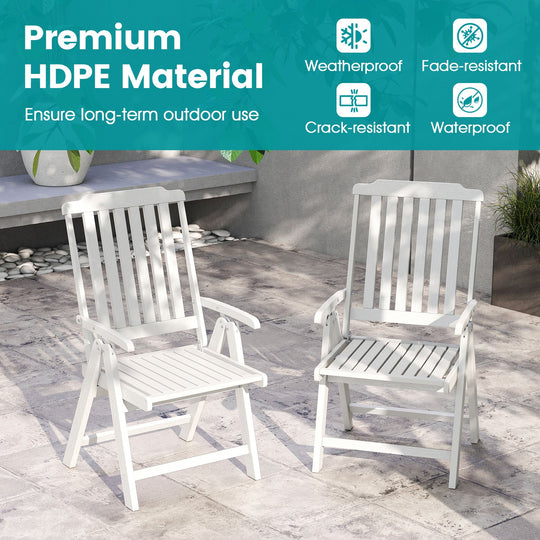 Foldable Patio Chair All-Weather HDPE Outdoor Dining Chair with Armrest