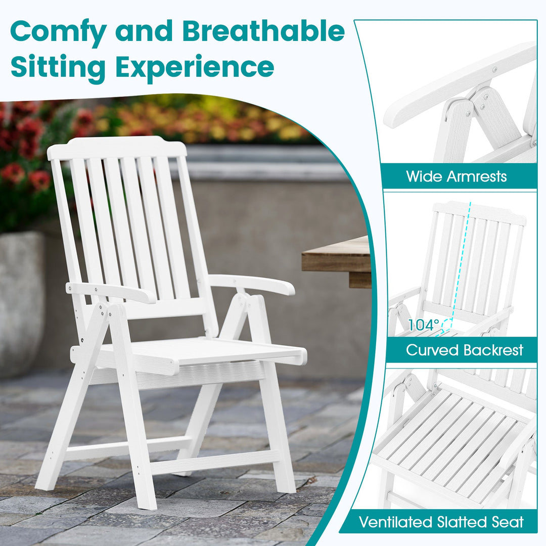 Foldable Patio Chair All-Weather HDPE Outdoor Dining Chair with Armrest
