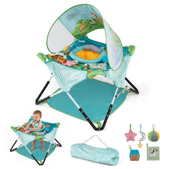 Foldable Baby Jumper with Canopy and Interactive Toys