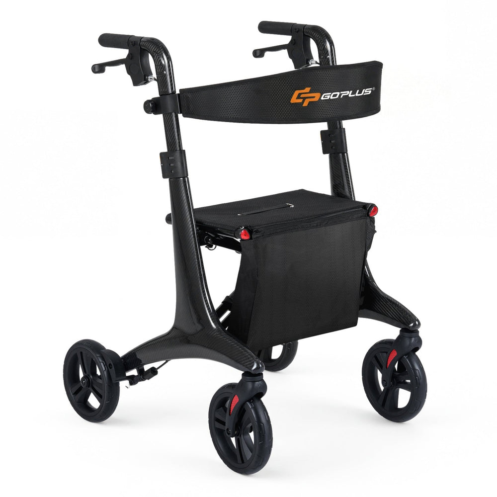 Foldable Rollator Rolling Walker with Seat for Seniors-Black