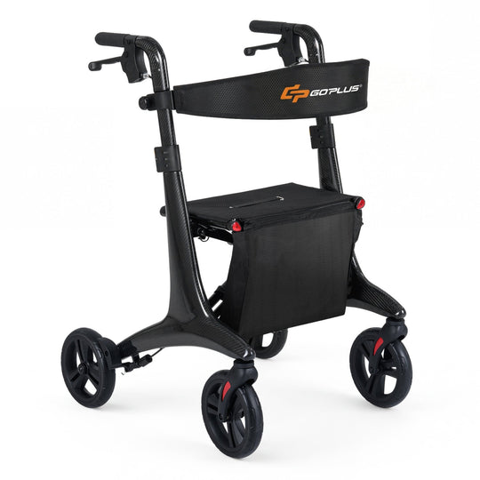 Foldable Rollator Rolling Walker with Seat for Seniors-Black