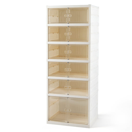 Foldable Shoe Rack Organizer 12-Pair 6-Tier Collapsible Shoe Cabinet