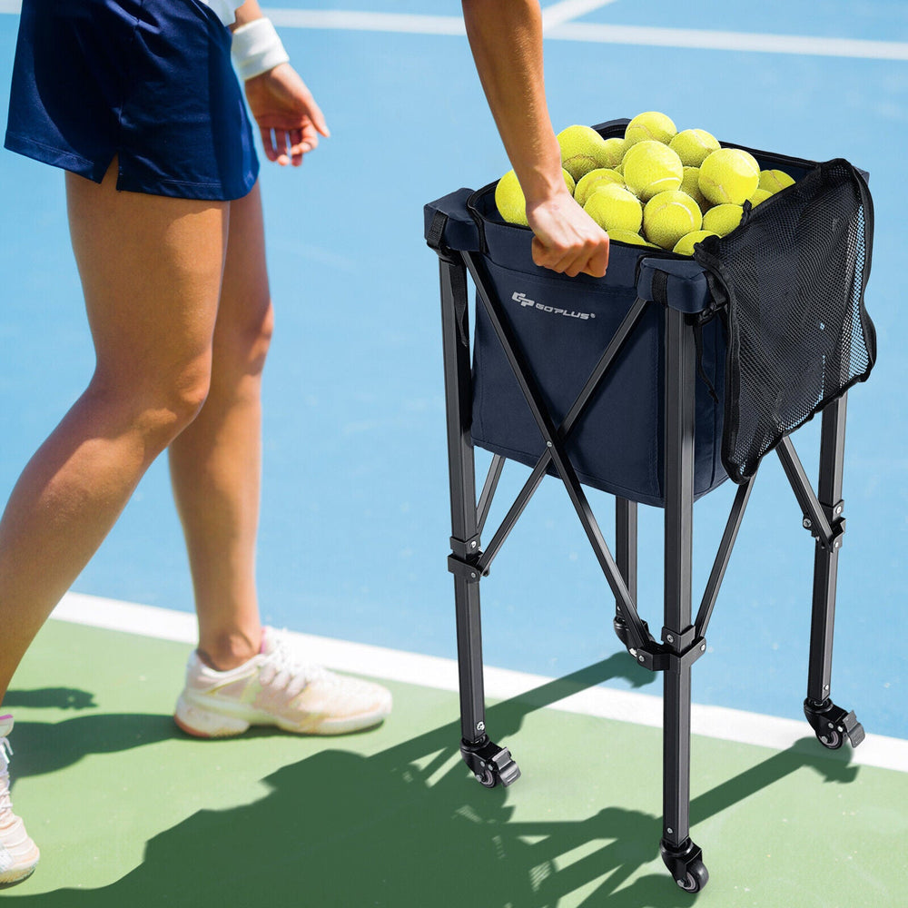 Lightweight Foldable Tennis Ball Teaching Cart with Wheels and Removable Bag