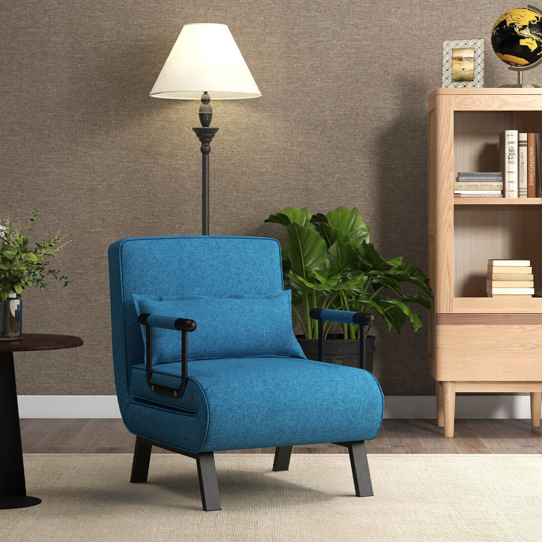 Folding 6 Position Convertible Sleeper Bed Armchair Lounge Couch with Pillow