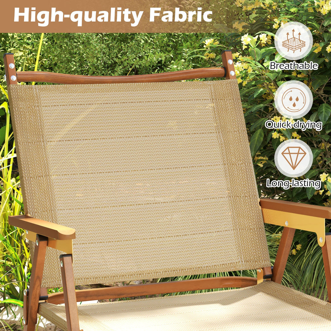 Folding Camp Chairs Set of 2 Lightweight Beach Chairs-Beige