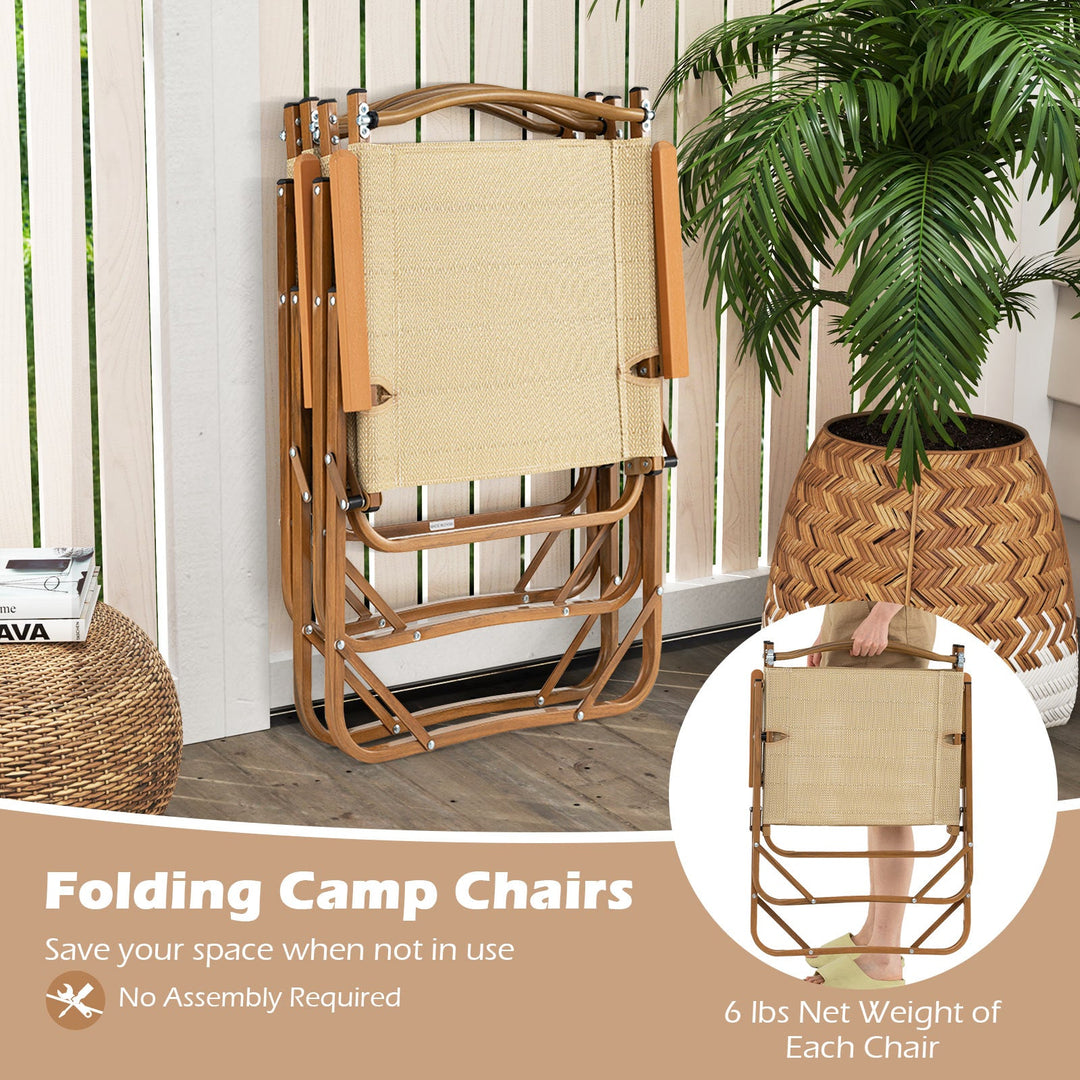Folding Camp Chairs Set of 2 Lightweight Beach Chairs-Beige