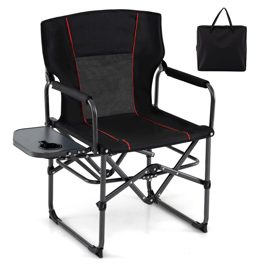 Folding Camping Chair with Side Table and Cup Holder with Carrying Bag