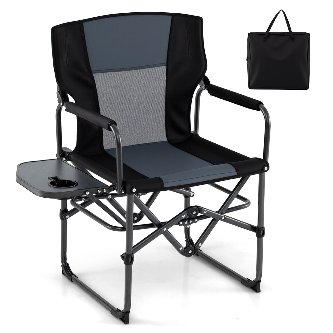 Folding Camping Chair with Side Table and Cup Holder with Carrying Bag