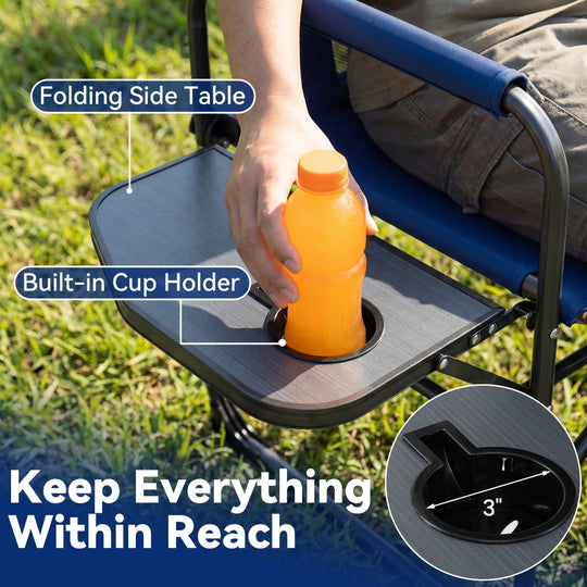 Folding Camping Chair with Side Table and Cup Holder