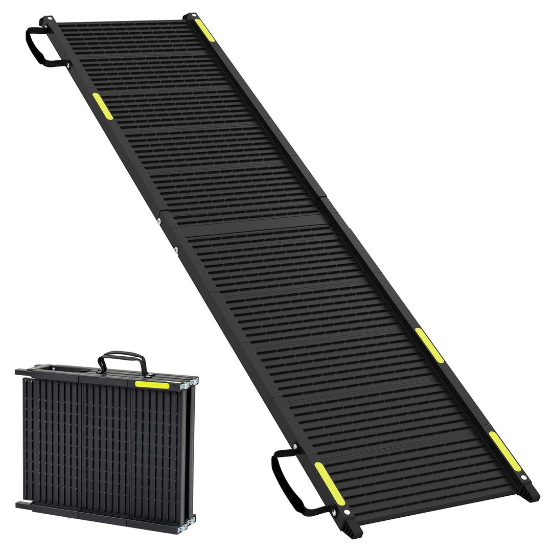 Folding Dog Ramp for Car with Plastic Non-Slip Surface for Large Dogs-Black