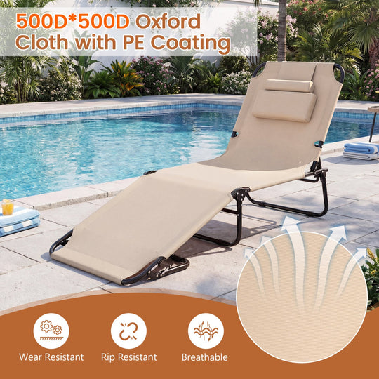 Folding Face Down Tanning Chair with Face Hole 3 Removable Pillows