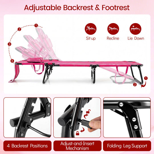 Folding Face Down Tanning Chair with Face Hole 3 Removable Pillows