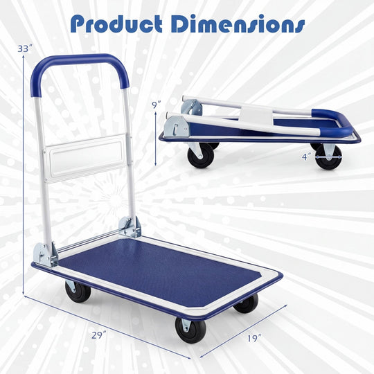Folding Platform Hand Truck with 4 Wheels - 330 lbs Capacity