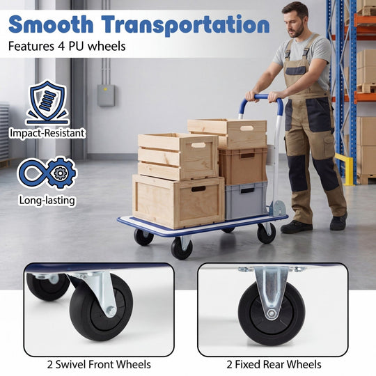 Folding Platform Hand Truck with 4 Wheels - 330 lbs Capacity