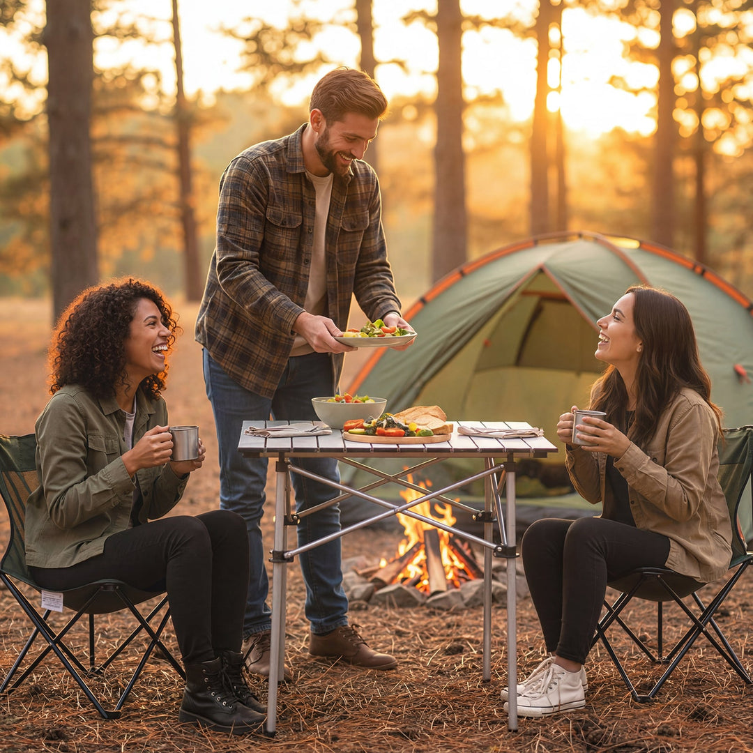 Folding Roll-up Camping Table with Metal Legs