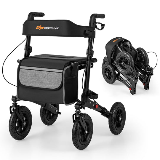 Folding Rollator Walker for Seniors with Seat for All Terrain