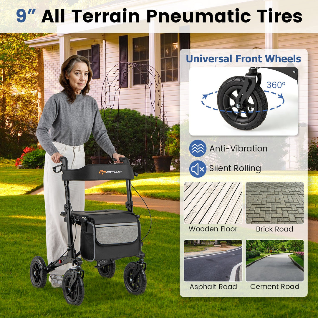 Folding Rollator Walker for Seniors with Seat for All Terrain