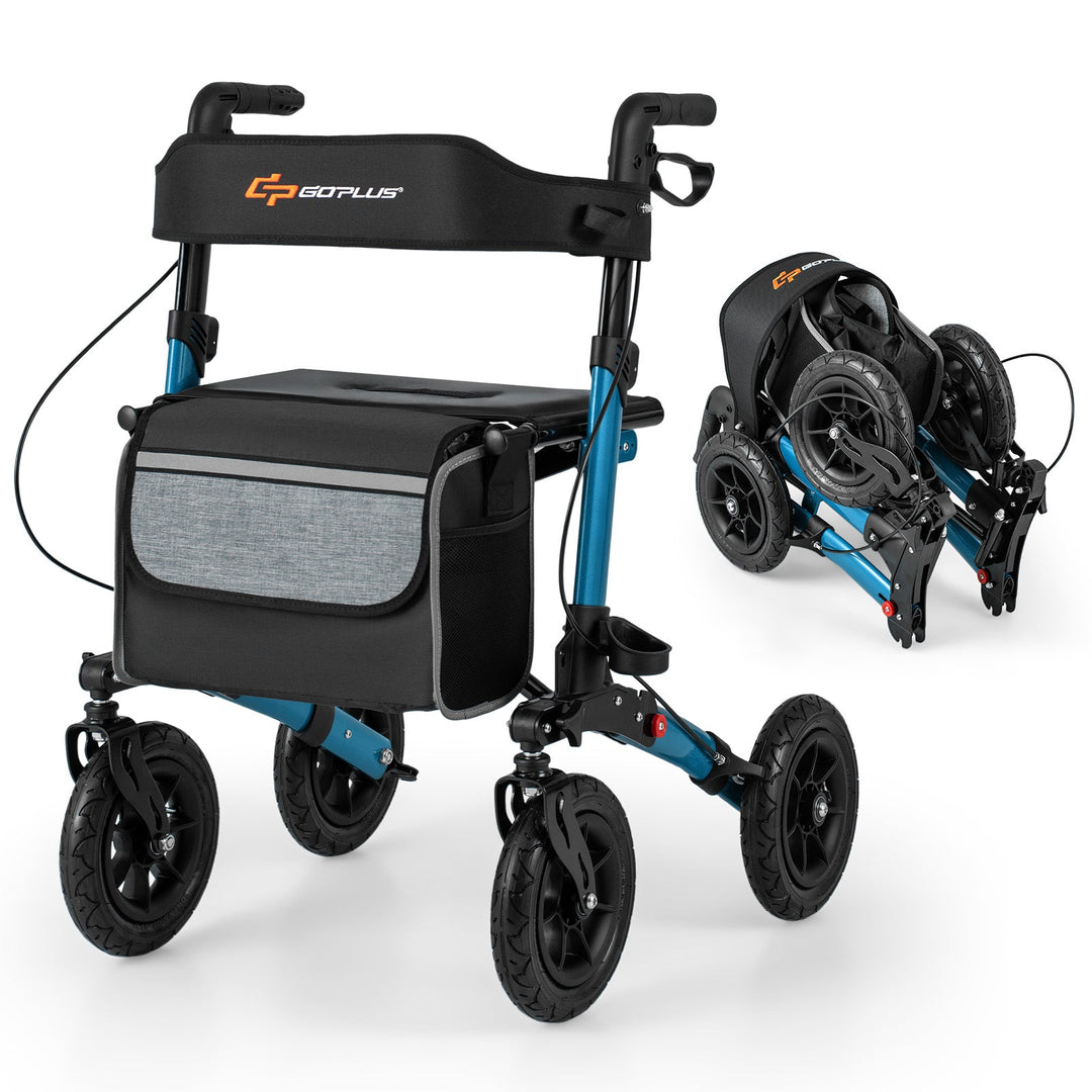Folding Rollator Walker for Seniors with Seat for All Terrain