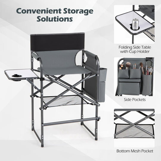 Tall Director Chair 26" Seat Height with Side Table
