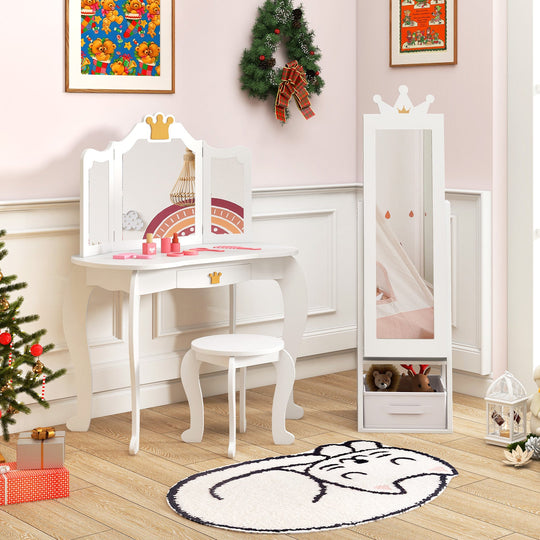Free-Standing Full Length Kids Jewelry Armoire Cabinet with Storage Capacity