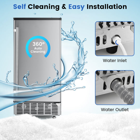 Free-Standing Built-In Undercounter Ice Maker-Silver