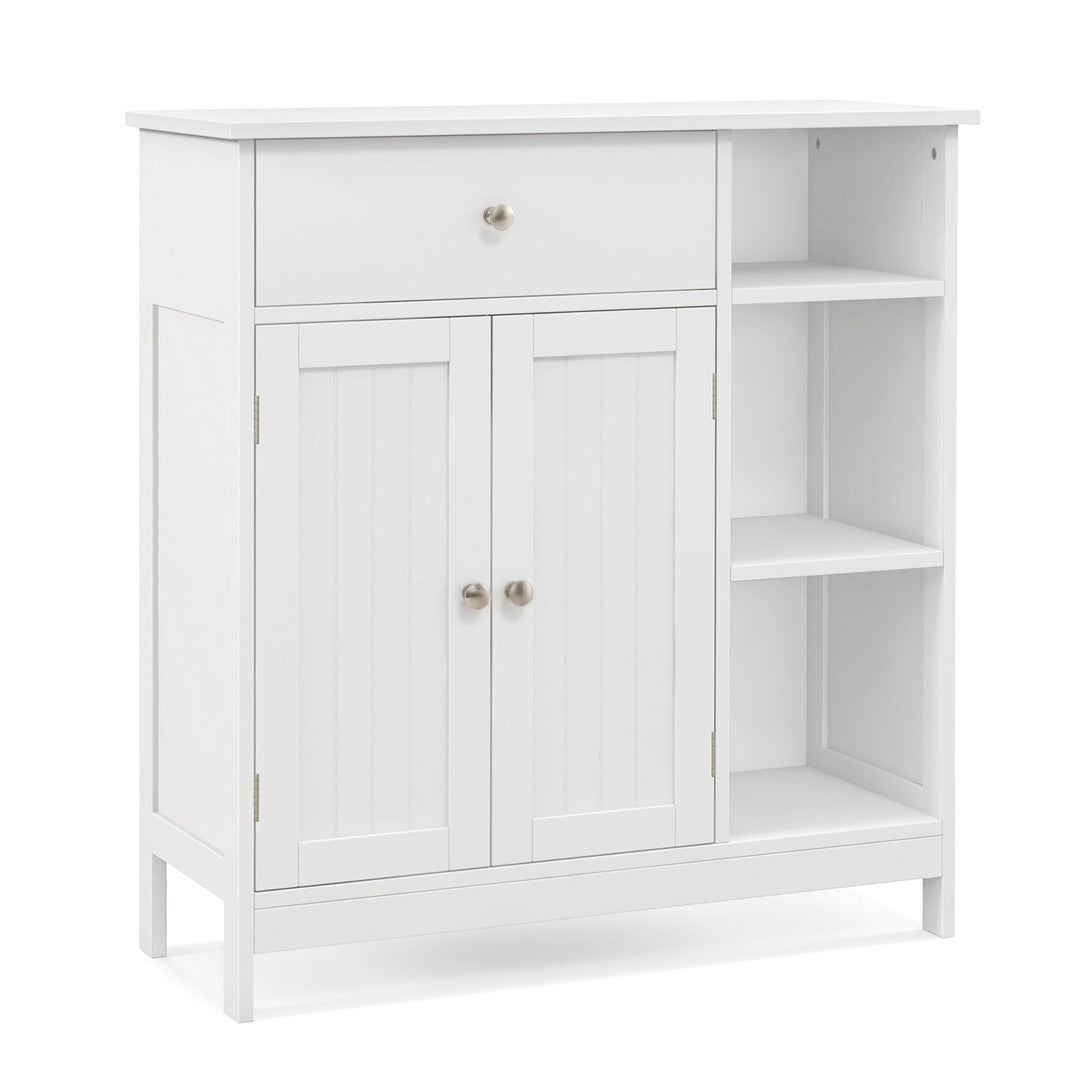 Bathroom Cabinet Floor Cabinet with Drawer and Open Compartments-White