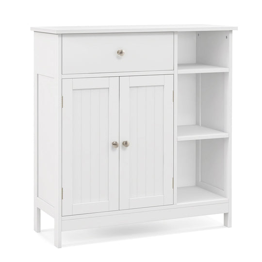 Bathroom Cabinet Floor Cabinet with Drawer and Open Compartments-White