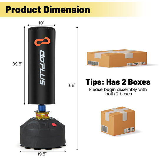 Freestanding Punching Bag Kickboxing Bag with Stand and Suction Cup Base